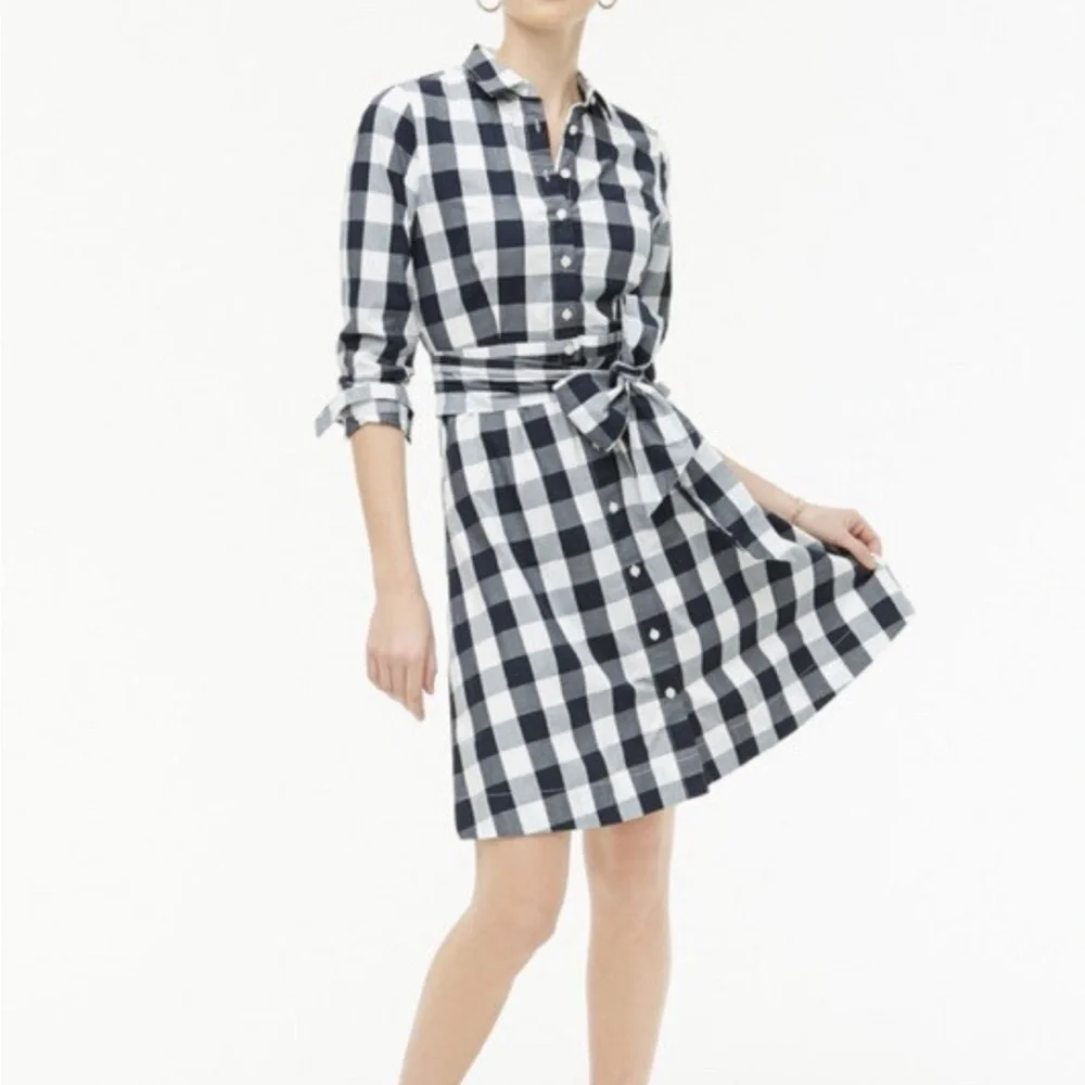 J.Crew Plaid Button-Down Shirt Dress with Belt | Size 2